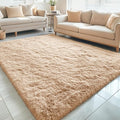 OLANLY 5x5 Area Rugs for Living Room Bedroom, Machine Washable Soft Fluffy Shaggy Bedside Rug, Indoor Floor Carpet for Kids Girls and Boys, Dorms, Nursery Rooms, Home Decor Aesthetic, Beige