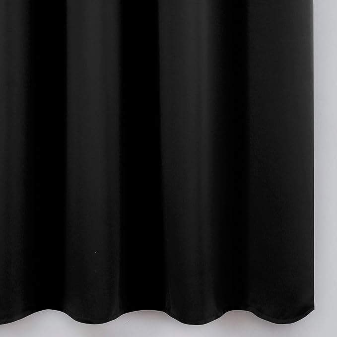 LEMOMO Black Thermal Blackout Curtains/42 x 72 Inch/Set of 2 Panels Room Darkening Curtains for Bedroom