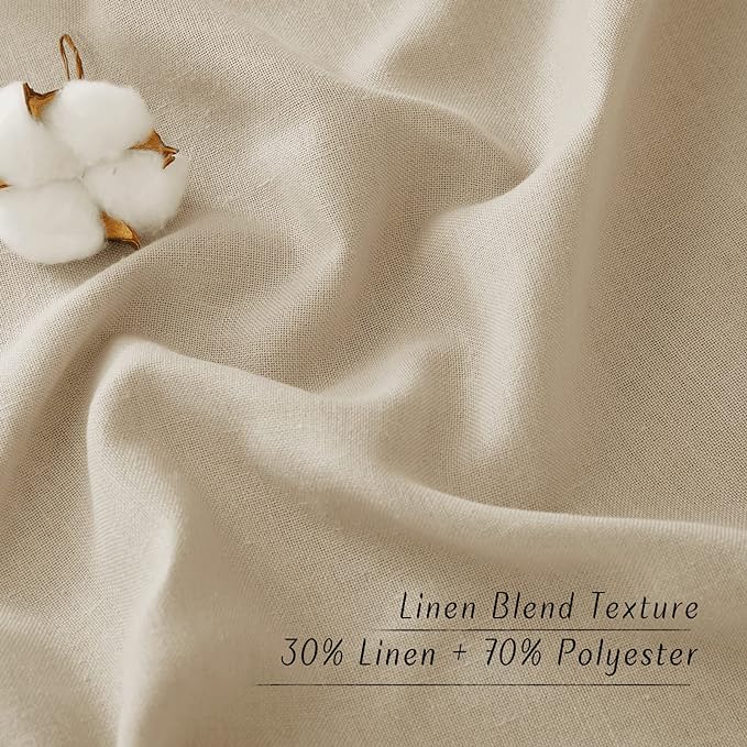 NICETOWN Linen Curtains for Windows 90 inch Long, Grommet Semi Sheer Vertical Drapes Privacy Added with Light Filtering for Doorway/Living Room, Angora, W42 x L90, 2 Pieces