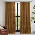 RYB HOME Gold Brown Velvet Curtains 63 inches with Hook Belt, Soft Fabric Room Darkening Thermal Insulated Luxurious Home Decor Curtains for Living Room Bedroom, W 42" x L 63", 2 Panels Set
