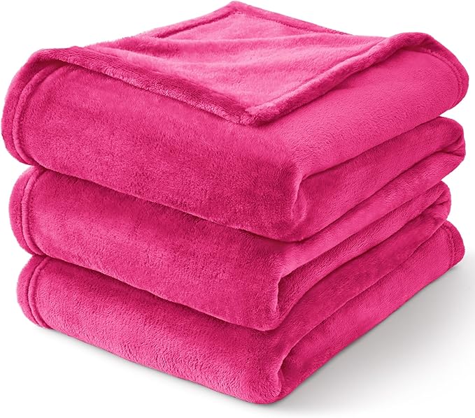 BEDELITE Fleece Blanket Twin Size Hot Pink Valentines Throw Blankets for Couch & Bed, 300GSM Luxury Plush Cozy Fuzzy Blanket 60x80 inches, Super Soft Warm Lightweight Throw Blanket for Travel Camping