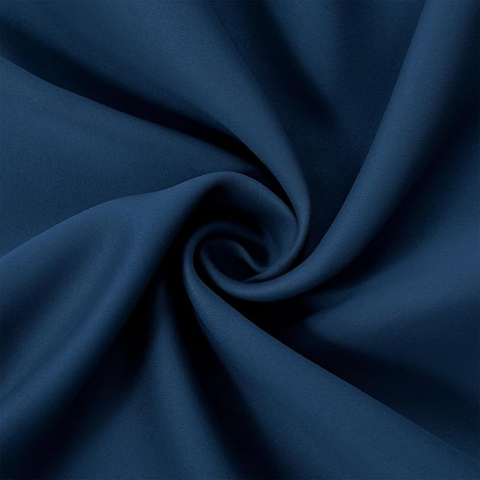 LEMOMO Blackout Curtains 52 x 63 inch/Navy Blue Curtains Set of 2 Panels/Thermal Insulated Room Darkening Bedroom Curtains