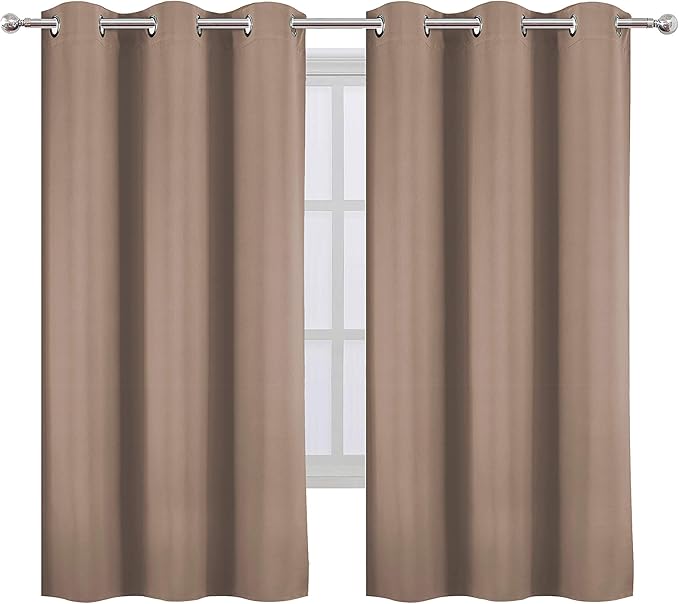 LEMOMO Cappuccino Blackout Curtains 42 x 63 Inch Length/Set of 2 Curtain Panels/Thermal Insulated Room Darkening Blackout Curtains for Bedroom