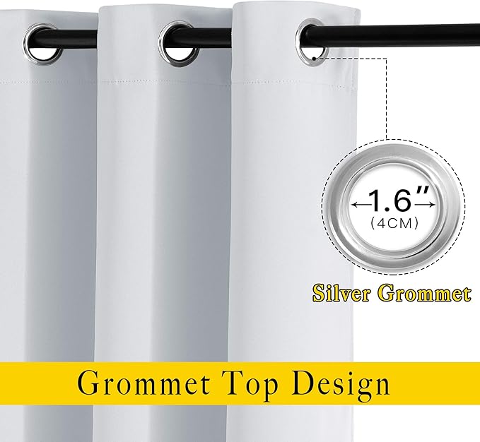 NICETOWN Room Darkening Curtains for Living Room - Window Treatment Thermal Insulated Grommet Darkening Panels/Drapes for Bedroom (Light Grey=Greyish White, 2 Panels, 52 by 45)