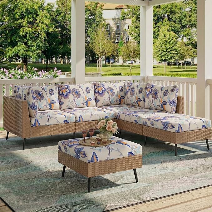 hyha Printed Couch Cushion Covers, Floral Sofa Covers Washable for 3 Cushion Couch, Stretch Pattern Outdoor Cushion Covers for Patio Furniture with Elastic Bottom(3 Packs, Vintage Flower)