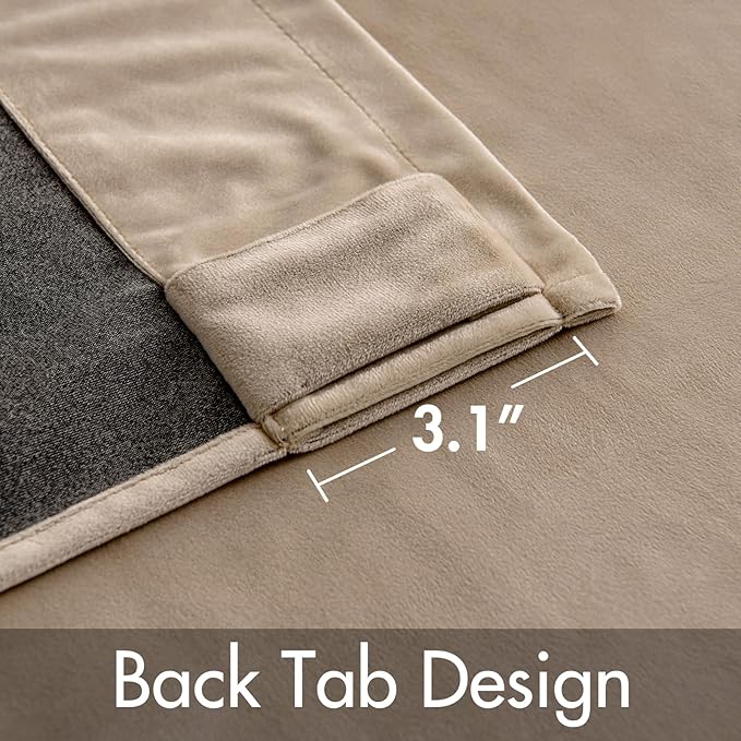 MIULEE Velvet Curtains 84 inches 2 Panels - Luxury Blackout Curtains for Bedroom Living Room Thermal Insulated Super Soft Window Drapes Rod Pocket & Back Tab, Camel Beige, W52 x L84 inches
