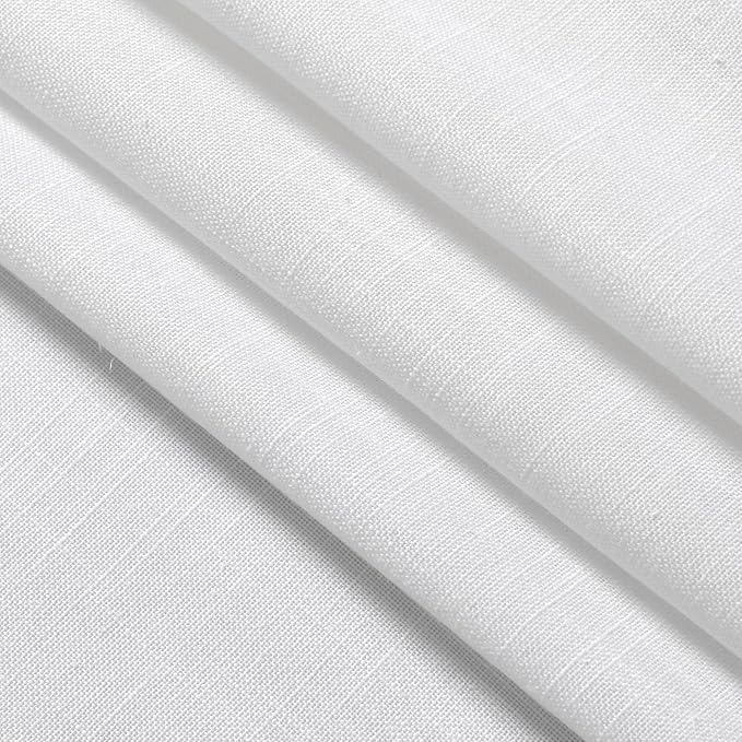 White Linen Curtains 63 inches Long for Bedroom Back Tab Light Filtering Privacy Sheer White Curtains Modern Farmhouse Coastal Decor Off White Cotton Textured Gauze Curtain for Bathroom 2 Panel Set
