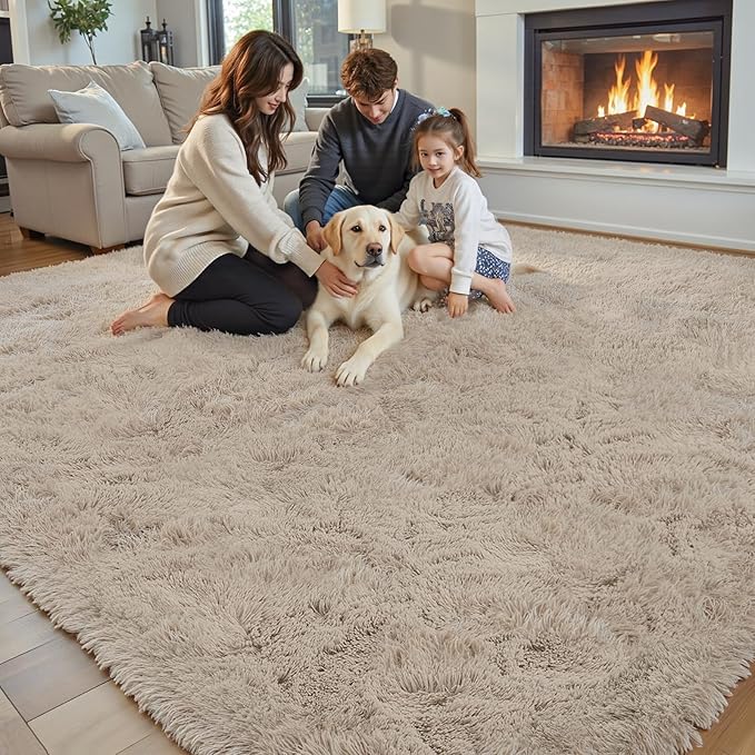 8x10 Area Rugs for Living Room Bedroom, Large Area Rug Shaggy Carpet Soft Plush Furry Bedside Rug, Rugs for Home Decor (Beige, 8 x 10)
