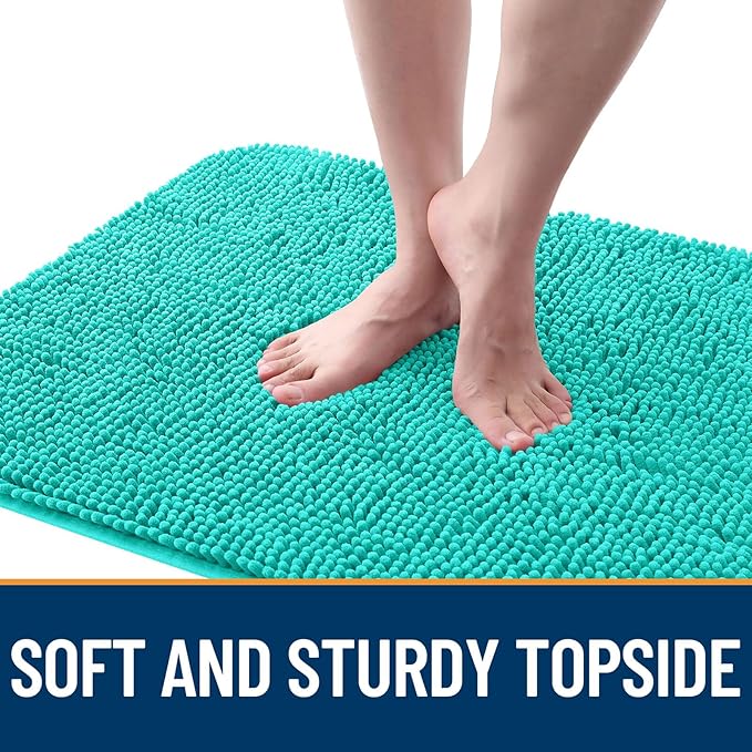 OLANLY Dog Door Mat for Muddy Paws 30x17, Absorbs Moisture and Dirt, Absorbent Non-Slip Washable Doormat, Quick Dry Chenille Mud Mat for Dogs, Entry Indoor Entryway Carpet for Inside Floor, Teal