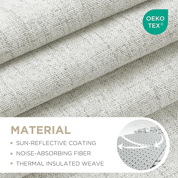 Joydeco Linen Blackout Curtains for Bedroom - 100% Light Blocking 1 Panels, White Drapes 100" W x 108" L, Thermal Insulated Room Darkening Curtains for Living Room, Rod Pocket & Back Tabs