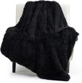Bedsure GentleSoft Fluffy Black Throw Blanket Gifts for Men, Black Decor Soft Cozy Fuzzy Plush Minky Thick Warm Sherpa Fleece Faux Fur Throws for Couch Bed, Furry Blanket Gifts for Mom Dad, 50x60
