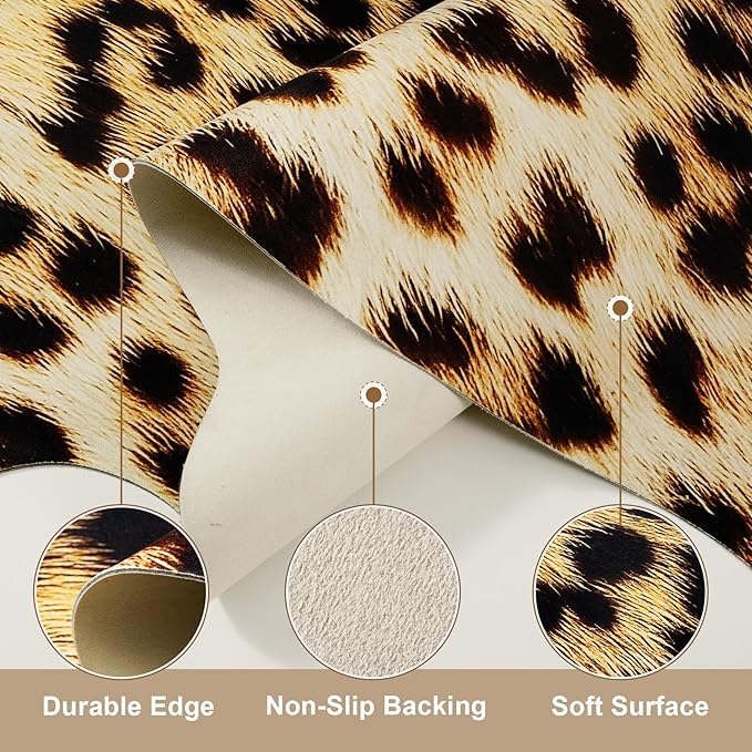 AROGAN Western Decor Faux Fur Leopard Rug, 6.2 x 7 Feet Premium Animal Skin Leopard Hide Rug, Sturdy Cheetah Print Rugs for Wall Decor, Western Floor Carpet for Bedroom Living Room, Black and Gold