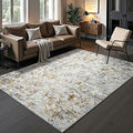 Toneed Abstract Area Rug Modern Washable Rug Soft Non Slip Rug Low Pile for Bedroom Living Room Dining Room Brown/Grey 6x9 Feet