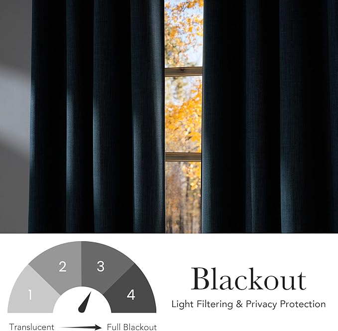 NICETOWN Faux Linen Stone Blue Blackout Curtains 84 inches Long for Living Room - Privacy Panels for Bedroom, Modern Farmhouse Style Easy Care Grommet Top, 2 Panels, W52 by L84