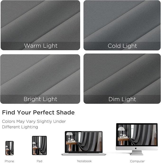 CUCRAF Light Grey Blackout Curtains 54 inch Length 2 Panels Set, Rod Pocket Room Darkening Drapes for Bedroom Living Room, Insulated Thermal Light Blocking Window Curtain (W52 x L54 Inch)
