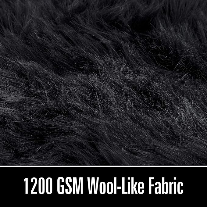 LOCHAS Soft Fluffy Faux Fur Rugs for Bedroom Bedside Rug 3x5 Feet, Washable, Furry Sheepskin Area Rug for Living Room Girls Room, Luxury Shag Carpet Home Decor, Black