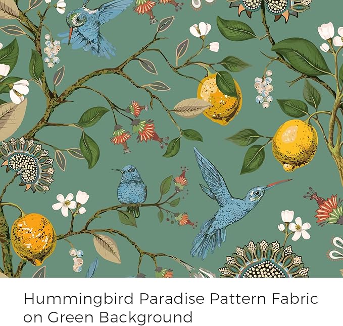 Topfinel 80 Inches Long Custom Sage Green Luxury Curtains for Living Room Bedroom, Blackout Vintage Victorian Curtains Floral Lemon Hummingbird Printed Grommet Drape 80 Inch Length