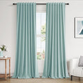 Guken Light Blue 100% Blackout Linen Curtains 108 Inch Length 2 Panels Set for Living Room Bedroom Back Tab/Rod Pocket Thermal Insulated Black Out Drapes Room Darkening Farmhouse Window Curtains
