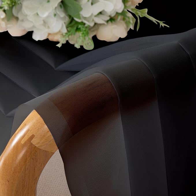 Aiyufeng Black Sheer Curtains 63 Inches Long Light Weight Soft Semi Voile Drapes, Window Curtain Sheers Elegant Rod Pocket Top for Bedroom Living Room, Each is 40W x 63L