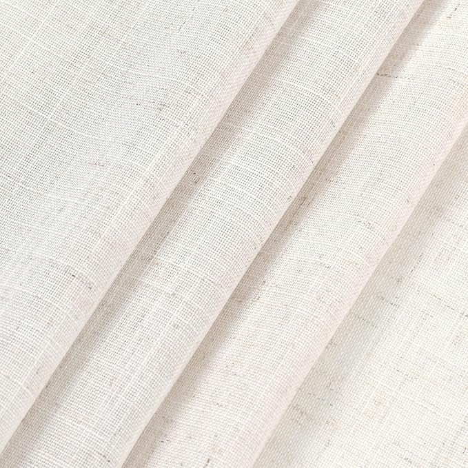 Nanspring Ivory White Linen Curtains 63 Inches Long for Living Room Back Tab Pocket Natural Light Filtering Privacy Translucent Ivory White Cotton Texture 52X63, 2 Panels