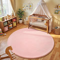 Amearea Pink Round Area Rugs 4ft Washable Circle Rugs for Bedroom Living Room, Fluffy Indoor Thickened Memory Foam Rug, Non Slip Minimalist Circular Carpet for Kids Boys Girls Dorm Nursery Room Decor