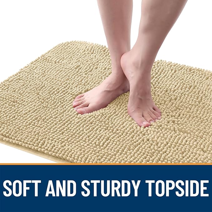 OLANLY Dog Door Mat for Muddy Paws 47x24, Absorbs Moisture and Dirt, Absorbent Non-Slip Washable Doormat, Quick Dry Chenille Mud Mat for Dogs, Entry Indoor Entryway Carpet for Inside Floor, Sand