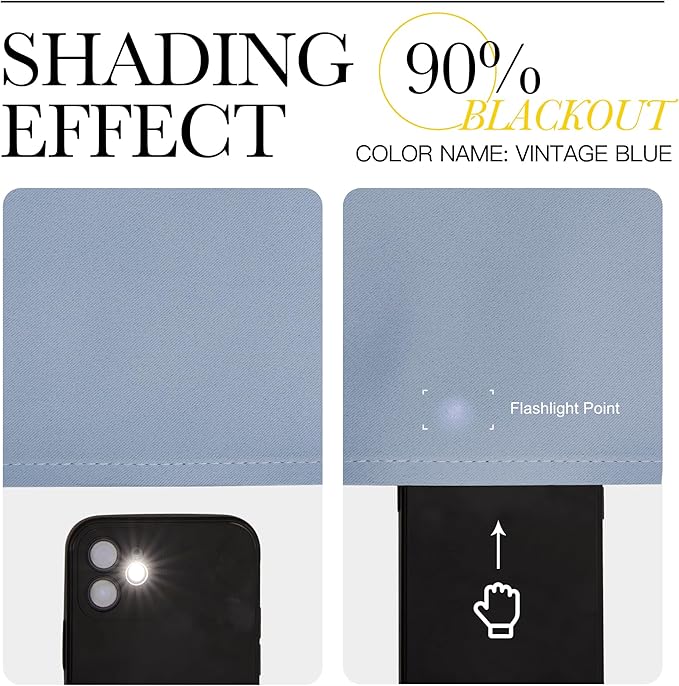NICETOWN Blackout Curtains for Living Curtains, Vintage Blue, 2 Panels, 52 by 95, Room Darkening Window Curtain Panels, Easy-Care Solid Thermal Insulated Draperies/Drapes for Daughter Room