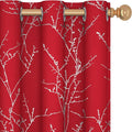 Deconovo Christmas Red Curtains, Blackout Drapes, Soundproof Curtain, Silver Print, 42 x 84 Inch Long, 2 Panels, Machine Washable Window Panel for Living Room Bedroom Festival Party Decoration Kitchen
