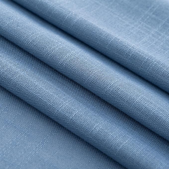 Denim Blue Curtains for Living Room Back Tab Modern Farmhouse Semi Sheer Blue Curtains 108 inches Long 2 Panels Set Muted Neutral Window Curtain for Dining Room Bedroom 52x108