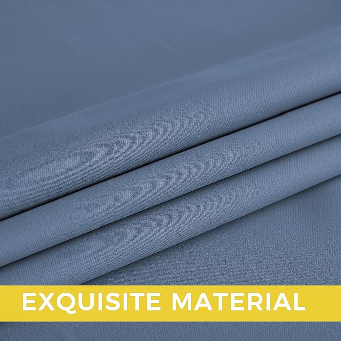 NICETOWN Room Darkening Draperies Curtains Panels, 2 Panels Stone Blue W52 x L84