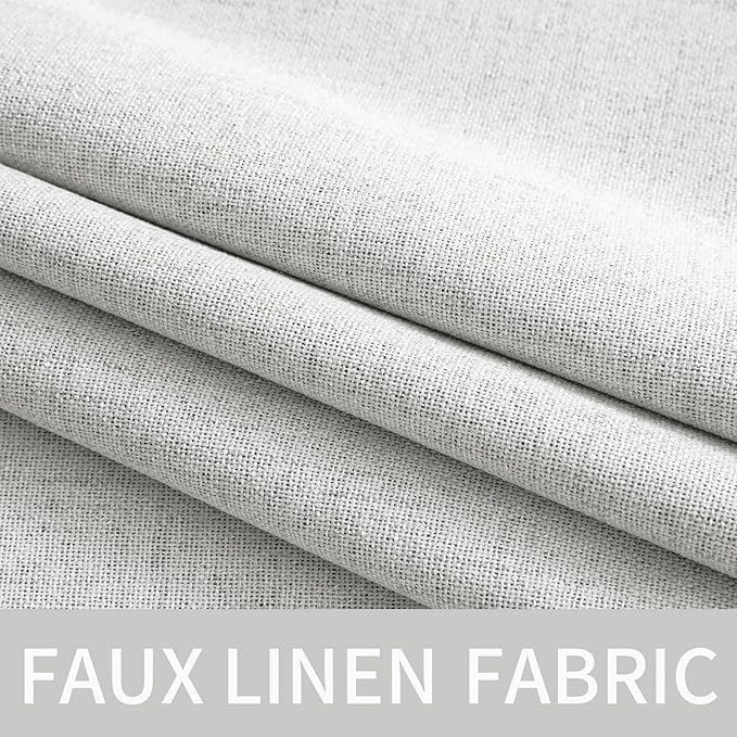 MIULEE Linen Textured Curtains for Bedroom Solid 100% Blackout Thermal Insulated Heathered White Grommet Room Darkening Curtains & Drapes Luxury Decor for Living Room Nursery 52 x 54 Inch (2 Panels)