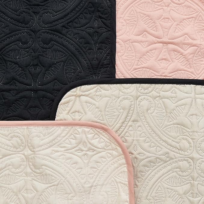 Great Bay Home Reversible Loveseat Cover - Washable Slipcover Furniture Protector with Elastic Straps - Perfect for Kids & Pets - Quilted & Stitched Detail (Black/Taupe)