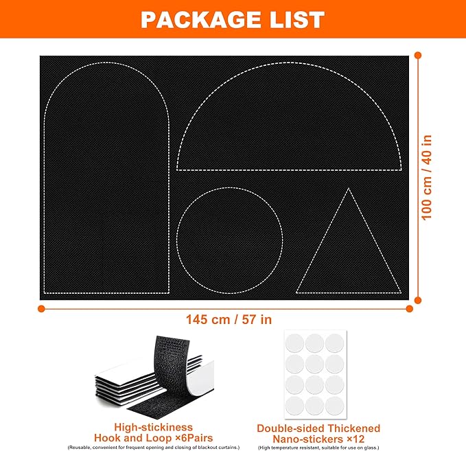 100% Black Out Window Cover Portable Blackout Shades Adhesive Thermal Blackout Blinds No Drill Guard Blind for Window Shades Temporary Room Home 40" x 57" Darkening Shades for Skylight RV Dorm