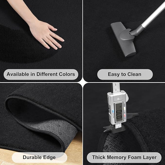 Amearea Modern Soft Hallway Runner Rug, 3x8 Feet Area Rug Runners for Hallways, Washable Runner Rugs, Non Slip Memory Foam Rug Black Runner Rugs Carpet for Entrance Kitchen Kids Room Decor