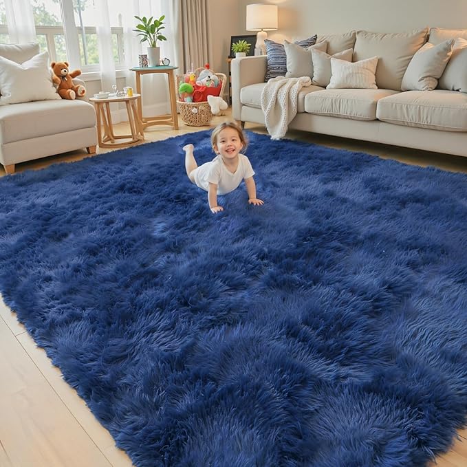 Rugs for Living Room 6x9, Alfombras para Salas Shag Large Plush Soft Area Rug, Shaggy Carpets for Bedroom, Kids Boys Girls Home Decor Aesthetic(Royal Blue, 6 x 9)