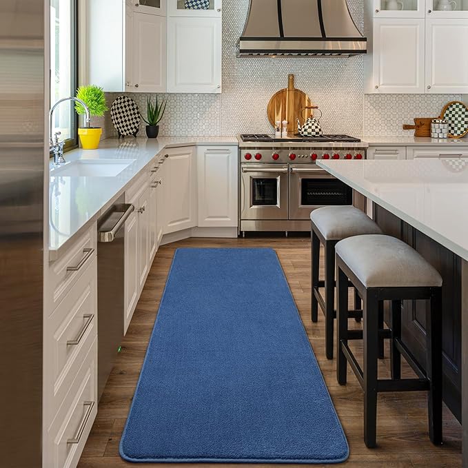 Amearea Modern Soft Hallway Runner Rug, 2x8 Feet Area Rug Runners for Hallways, Washable Runner Rugs, Non Slip Memory Foam Rug Blue Runner Rugs Carpet for Entrance Kitchen Kids Room Decor