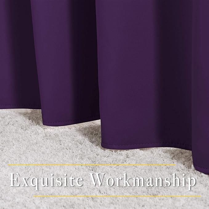 NICETOWN Royal Purple Room Darkening Draperies and Curtains - Home Fashion Energy Saving Grommet Top Room Darkening Drape Panels for Bedroom (Set of 2, 46 by 90 Inch, Royal Purple)