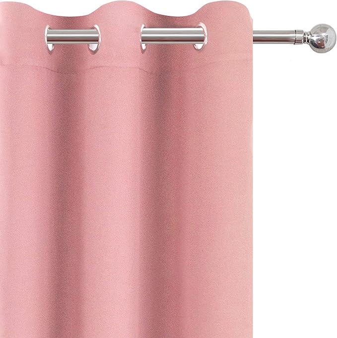 LEMOMO Pink Blackout Curtains 34 x 63 Inch Length/Set of 2 Curtain Panels/Thermal Insulated Room Darkening Blackout Curtains for Bedroom