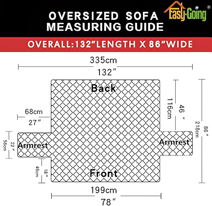 Easy-Going Reversible Oversized Couch Cover for 3 Cushion Couch Sofa Cover for Dogs Water Resistant Furniture Protector Cover with Foam Sticks for Pet Cat (Oversized Sofa, Gray/Gray)