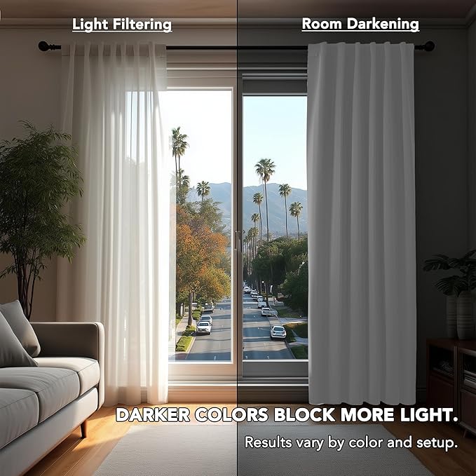 Deconovo Blackout Curtains, Thermal Insulated, W52 x L45 2 Panels, Back Tab, Machine Washable, Room-Darkening Drapes for Bedroom/Living Room Greyish White