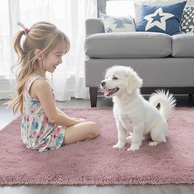 8x10 Area Rugs for Living Room Bedroom, Large Area Rug Shaggy Carpet Soft Plush Furry Bedside Rug, Rugs for Home Decor (Blush, 8 x 10)