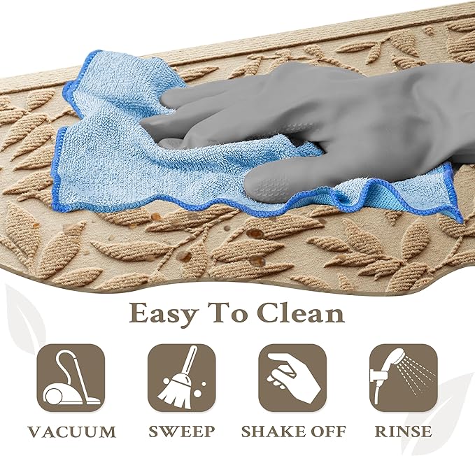 Beige Leaves Outdoor Indoor Entrance Doormats, Absorbent Durable Heavy Duty Welcome Front Door Mat,Thick Natural Rubber Back,Easy Clean Entryway Mat 23x35 Inch, Low Profile