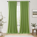 Guken 100% Blackout Curtains 102 Inch Length 2 Panels Set for Living Room Bedroom Back Tab Thermal Insulated Black Out Linen Drapes Room Darkening Lime Green,52x102