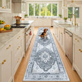 RELEANY Area Rugs 2'x10' Runner Rug Non Slip Washable for Kitchen Hallway Bedroom Beside Laundry Room Bathroom Rug, Floor Carpet, Light Gray Grey White