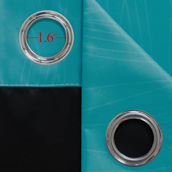 Estelar Textiler Ombre Teal and Purple Blackout Curtains 54 Inch Length 2 panels, Grommet Thermal Insulated Gradient Drapes for Kids Room, Full Light Blocking Blackout Curtains for Bedroom, 52x54 Inch