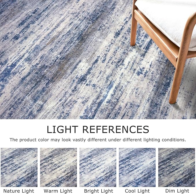 KOZYFLY Modern Abstract Hallway Runner Rug, 2.6x8 Washable Rug Runner Non-Slip Soft Striped Kitchen Runner Rugs, Print Grey Blue Carpet Runner for Entryway Bathroom Laundry Room Foyer