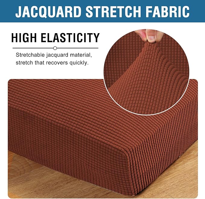 H.VERSAILTEX High Stretch Couch Cushion Covers,Chair Sofa Seat Slipcovers Couch Cushion Cover Stretch Furniture Protector for Kids, Pets(2 Packs Cushion Loveseat Covers, Rust)
