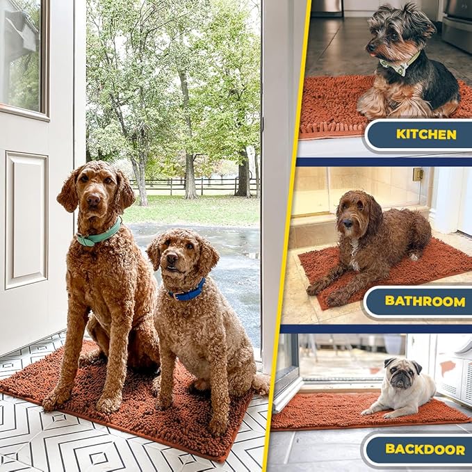 Muddy Mat® | Super Absorbent Door Mat Indoor, Microfiber Quick Dry Chenille Entryway Rug, Non-Slip Front Door Mat, Indoor Mats for Entryway, Machine Washable Pet Rug, Orange XXXL 72"X48"
