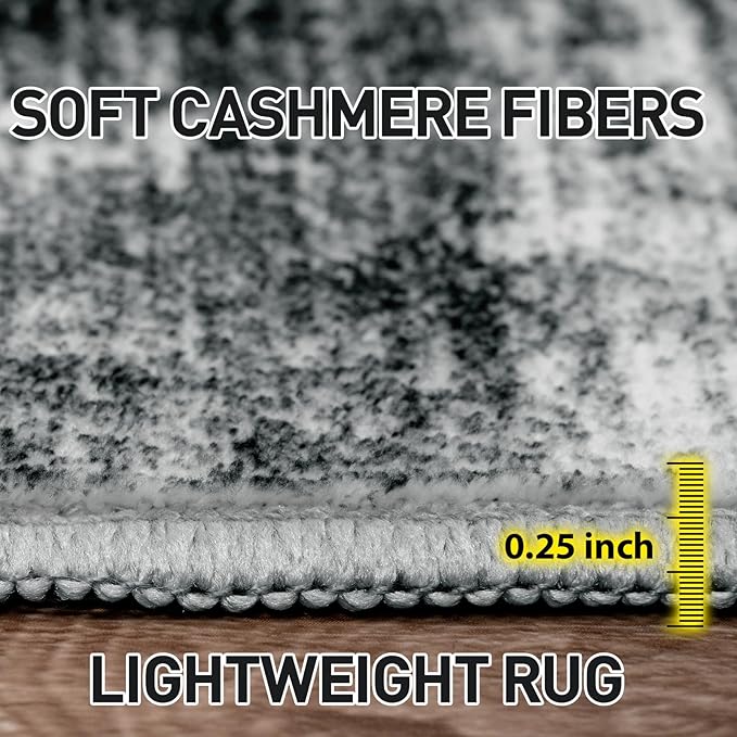 10x14 Area Rugs Washable Rug: Modern Abstract Living Room Rug Soft Anti-Skid Thin Carpet Indoor Floor Non-Shedding Carpets for Bedroom Dining Room Farmhouse Nursery Home Office Black