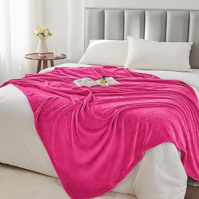 BEDELITE Fleece Blanket Twin Size Hot Pink Valentines Throw Blankets for Couch & Bed, 300GSM Luxury Plush Cozy Fuzzy Blanket 60x80 inches, Super Soft Warm Lightweight Throw Blanket for Travel Camping